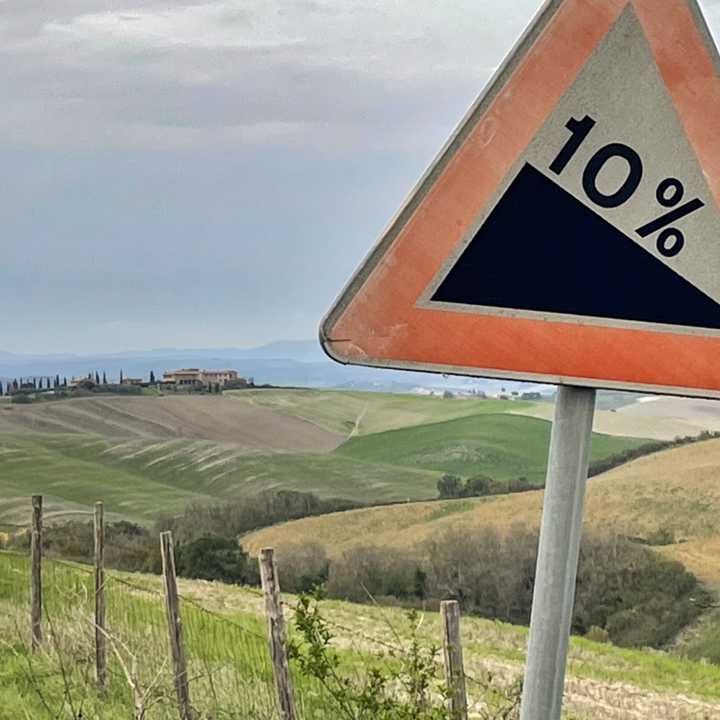 Cartello 10% Strade Bianche Toscana Gravel